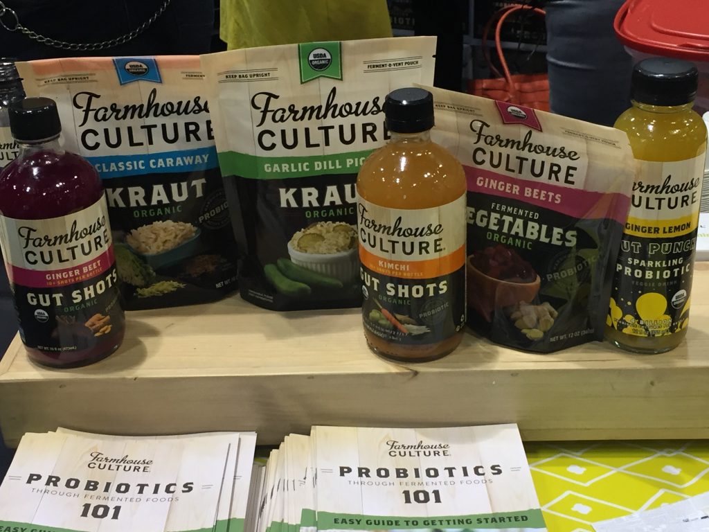 Farmhouse Culture Gut Shots – probiotic beverages and foods made with fermented veggies. Slogan: We’re here to ferment a food revolution! 